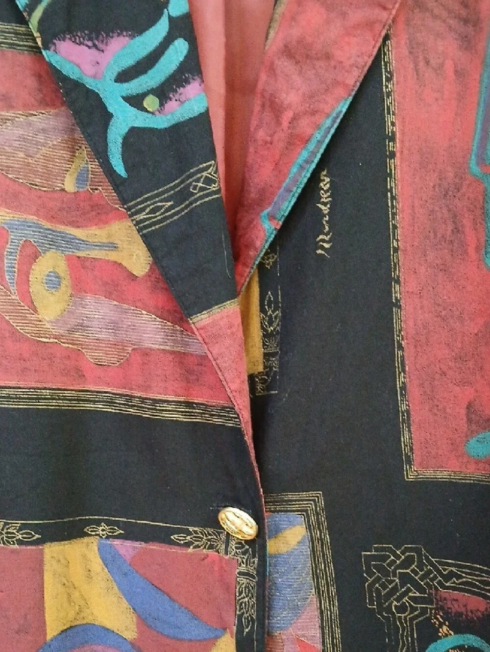 Vintage 1990s Geometric Print Blazer Jacket – Size Small - Picture 2 of 7